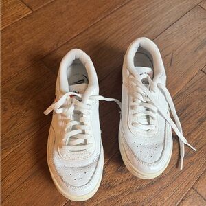 White Sneakers with Lace-Up Design